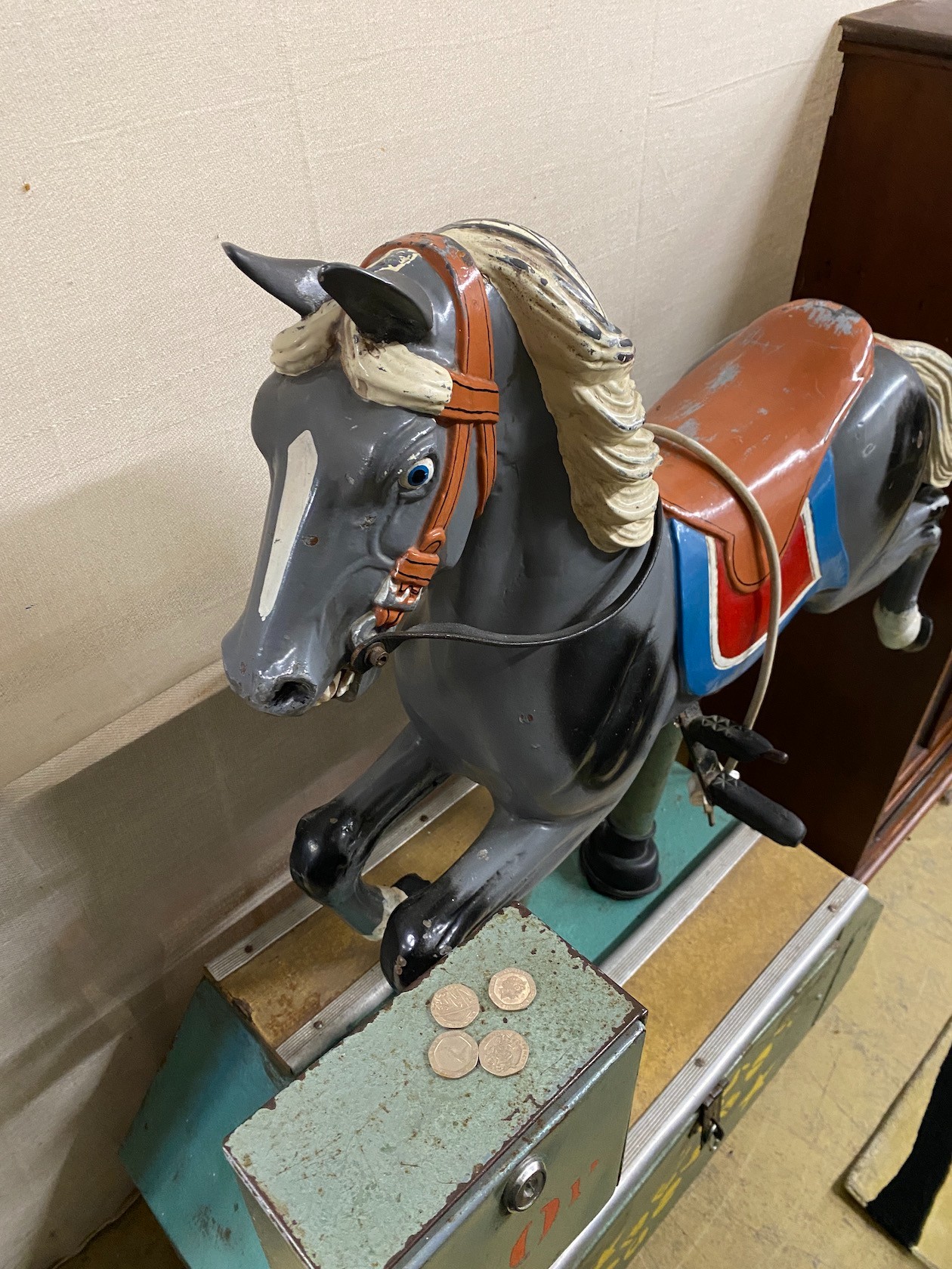 A coin operated arcade horse 'Ride 'em Cowboy' circa 1960, height 132cm